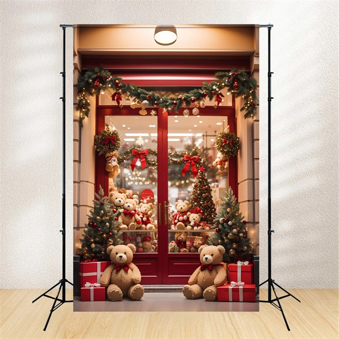 Christmas Teddy Bear Shop Window Backdrop BRP8-81