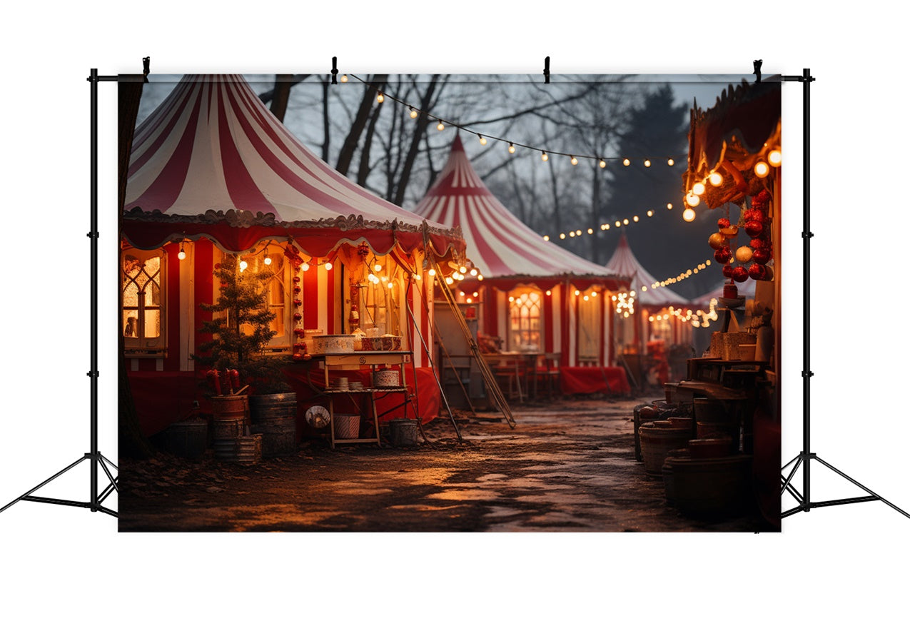 Christmas Carnival Tents String Lights Backdrop BRP9-104