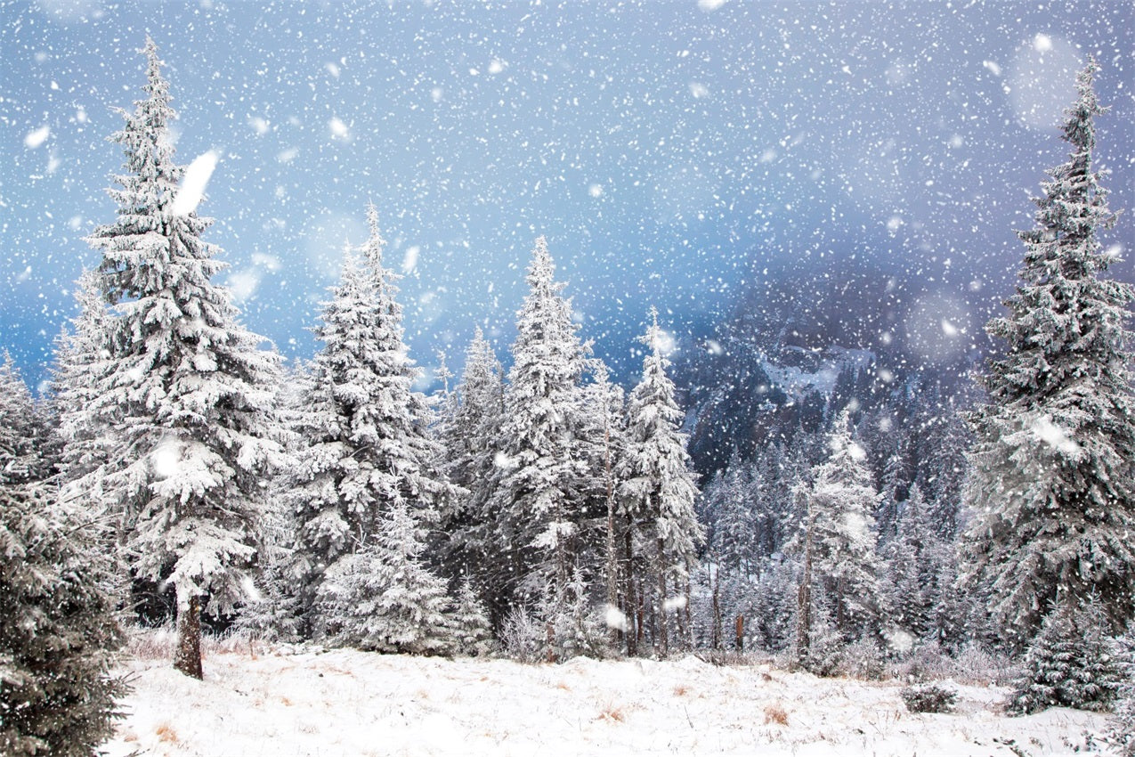 Snowfall Winter Pine Forest Photography Backdrop BRP9-230