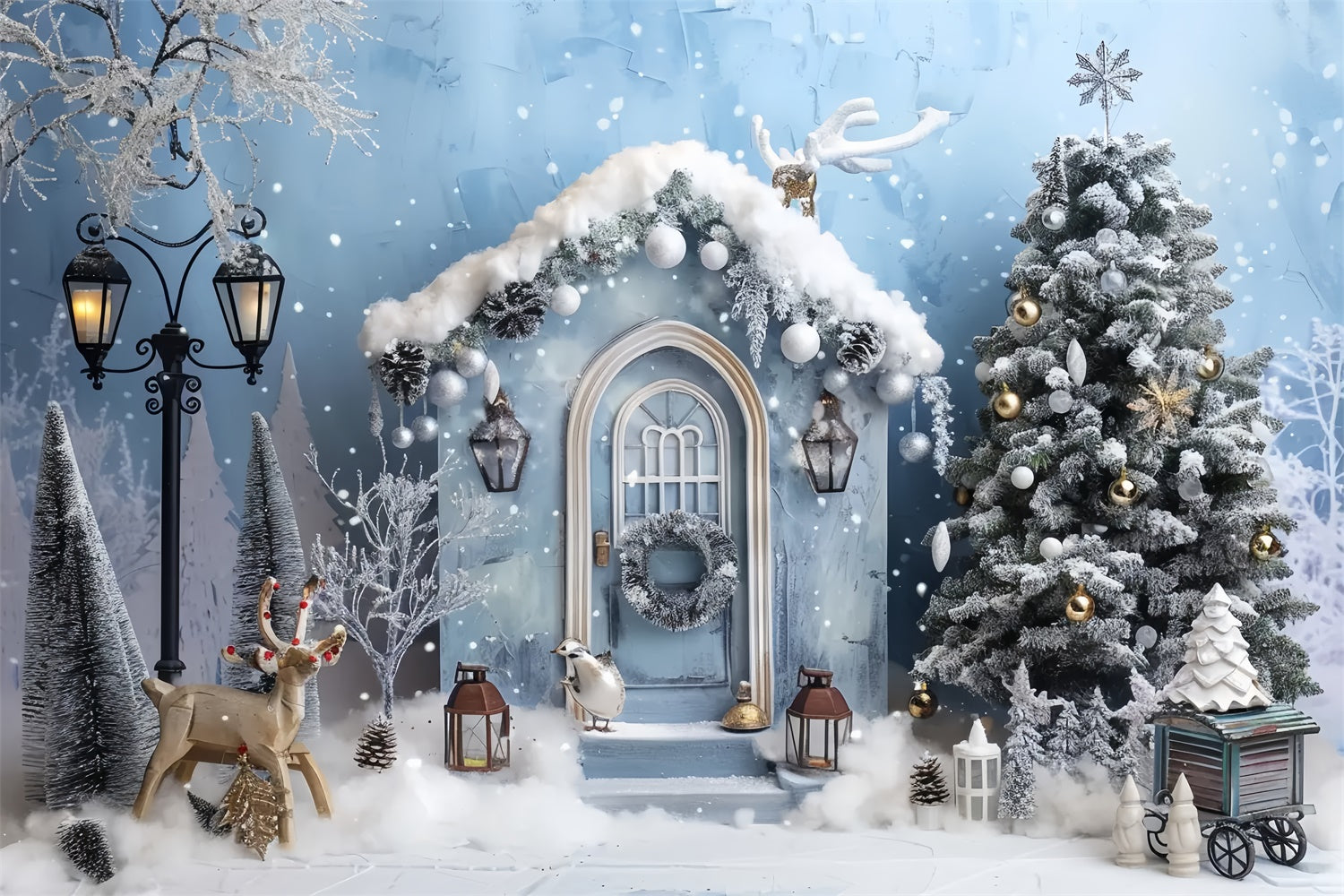 Snowy Pines Christmas Forest Charm Realistic Backdrop BRP9-27