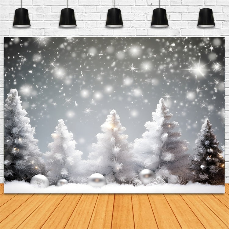 Winter Twilight Pine Trees Sparkling Snowfall Backdrop BRP9-273