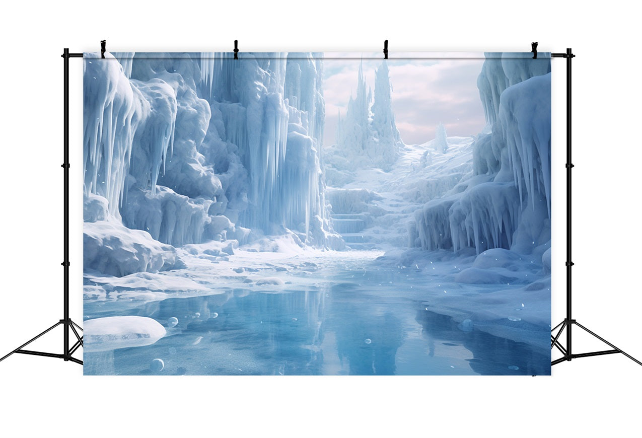 Majestic Ice Caves Reflecting Waters Backdrop BRP9-353