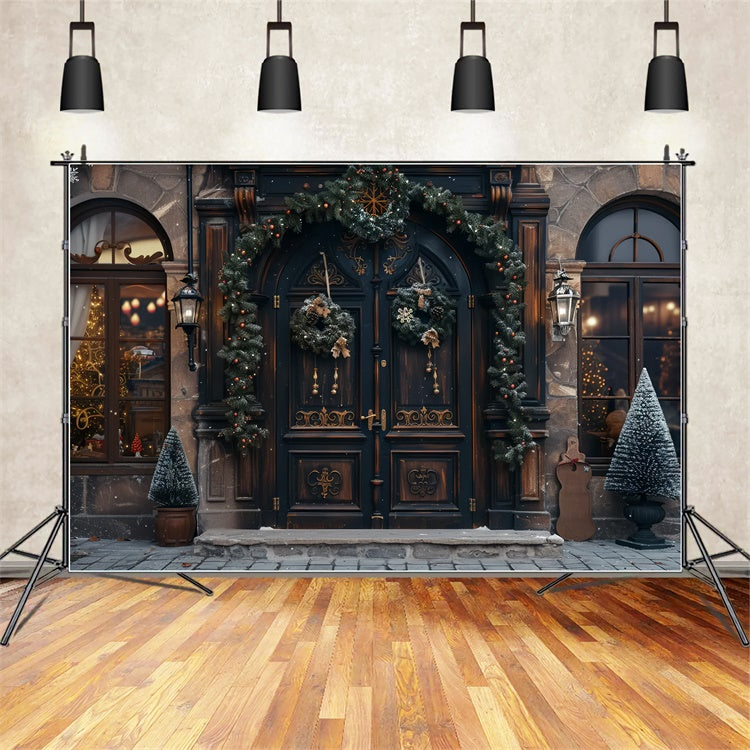 Classic Holiday Door Christmas Wreath Tree Backdrop BRP9-40