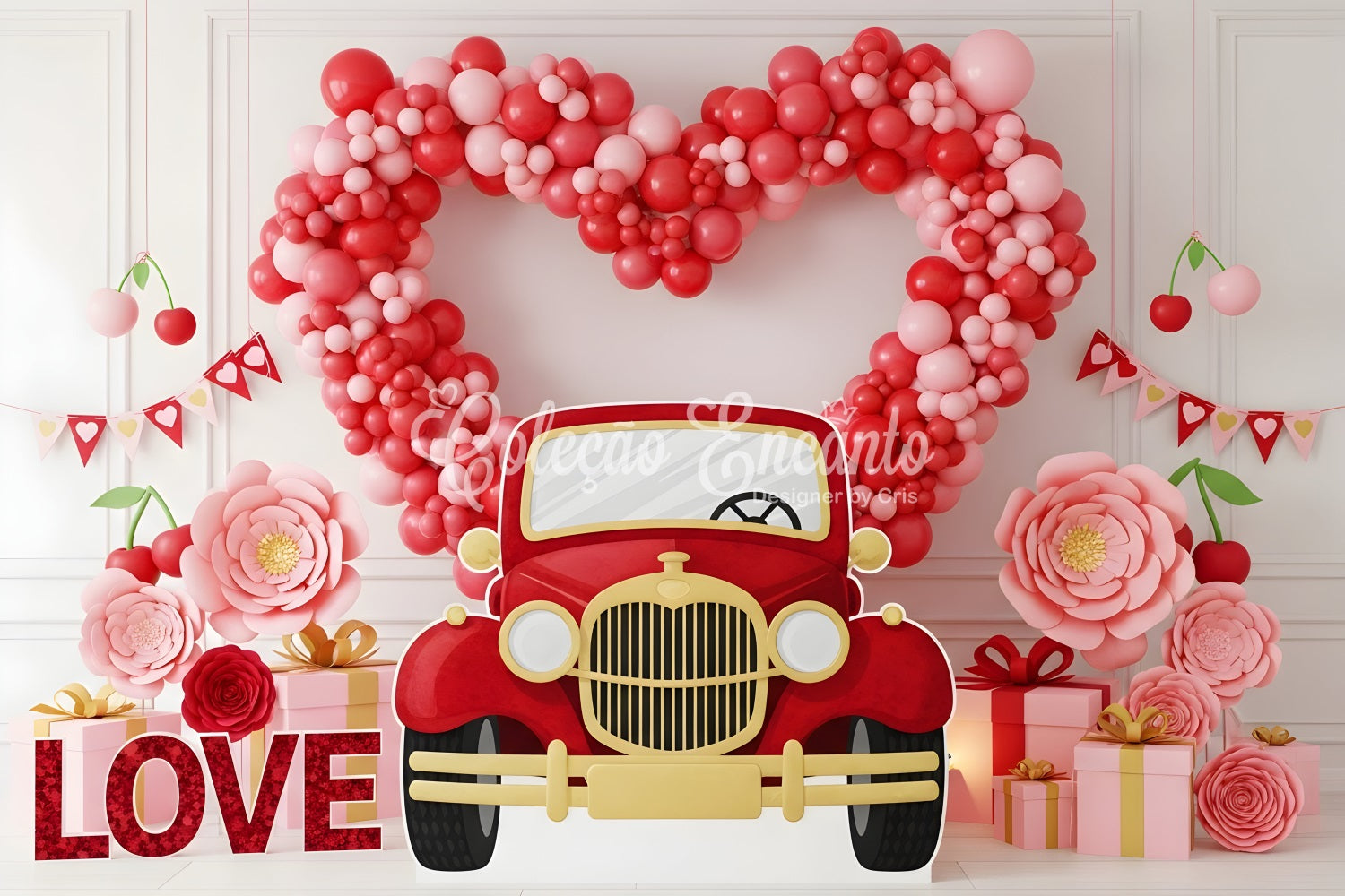 Valentines Day Photo Backdrop Vintage Car Love Display Valentine Backdrops By Magali