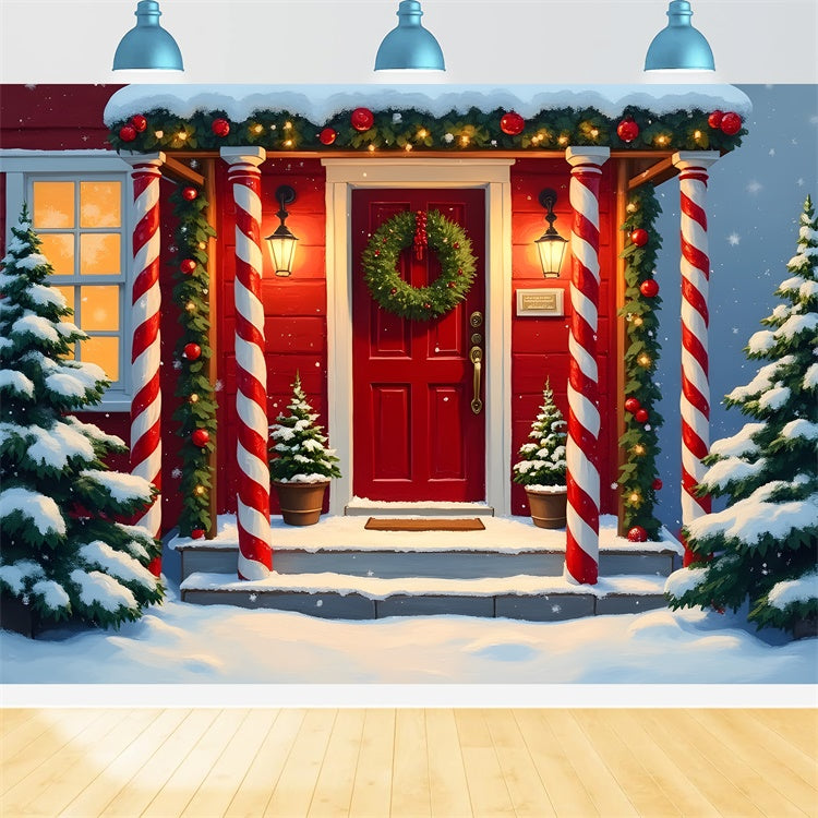 Christmas Photo Backdrops Festive Porch Decor Backdrop By Magali