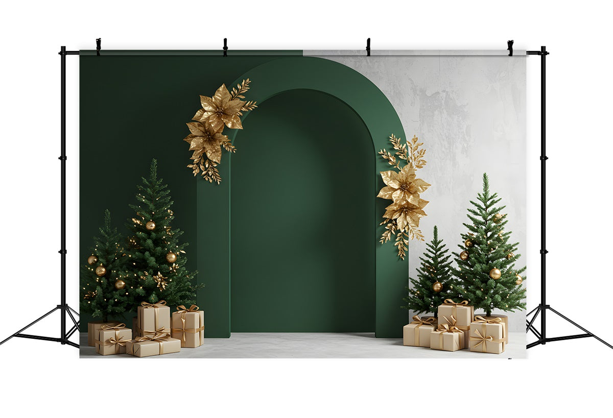 Professional Christmas Backdrops Gold Decor Green Arch Backdrop By Magali