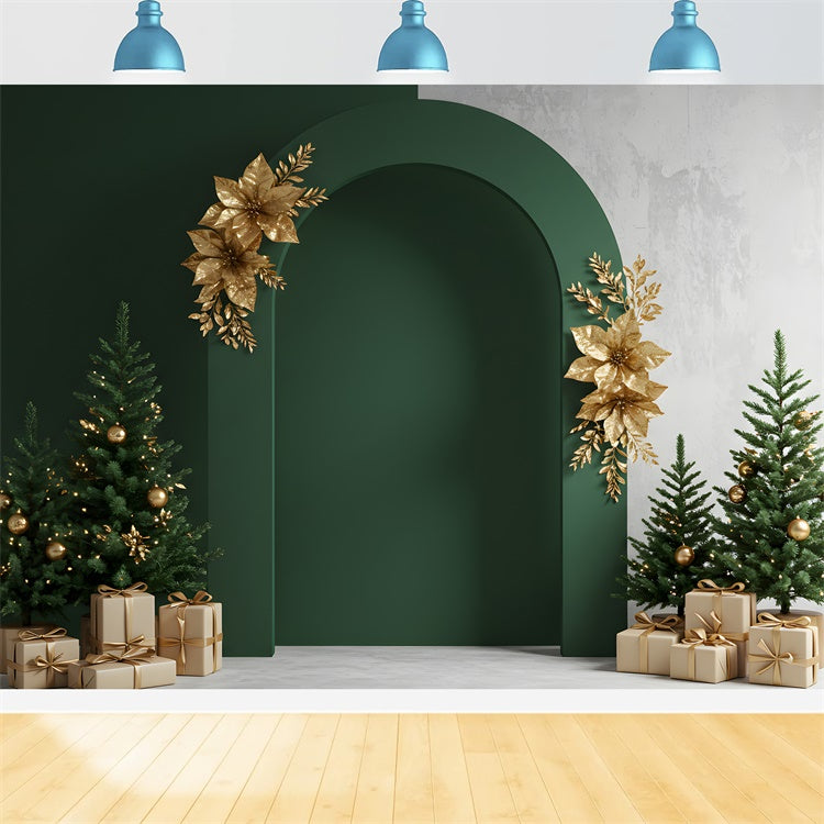 Professional Christmas Backdrops Gold Decor Green Arch Backdrop By Magali