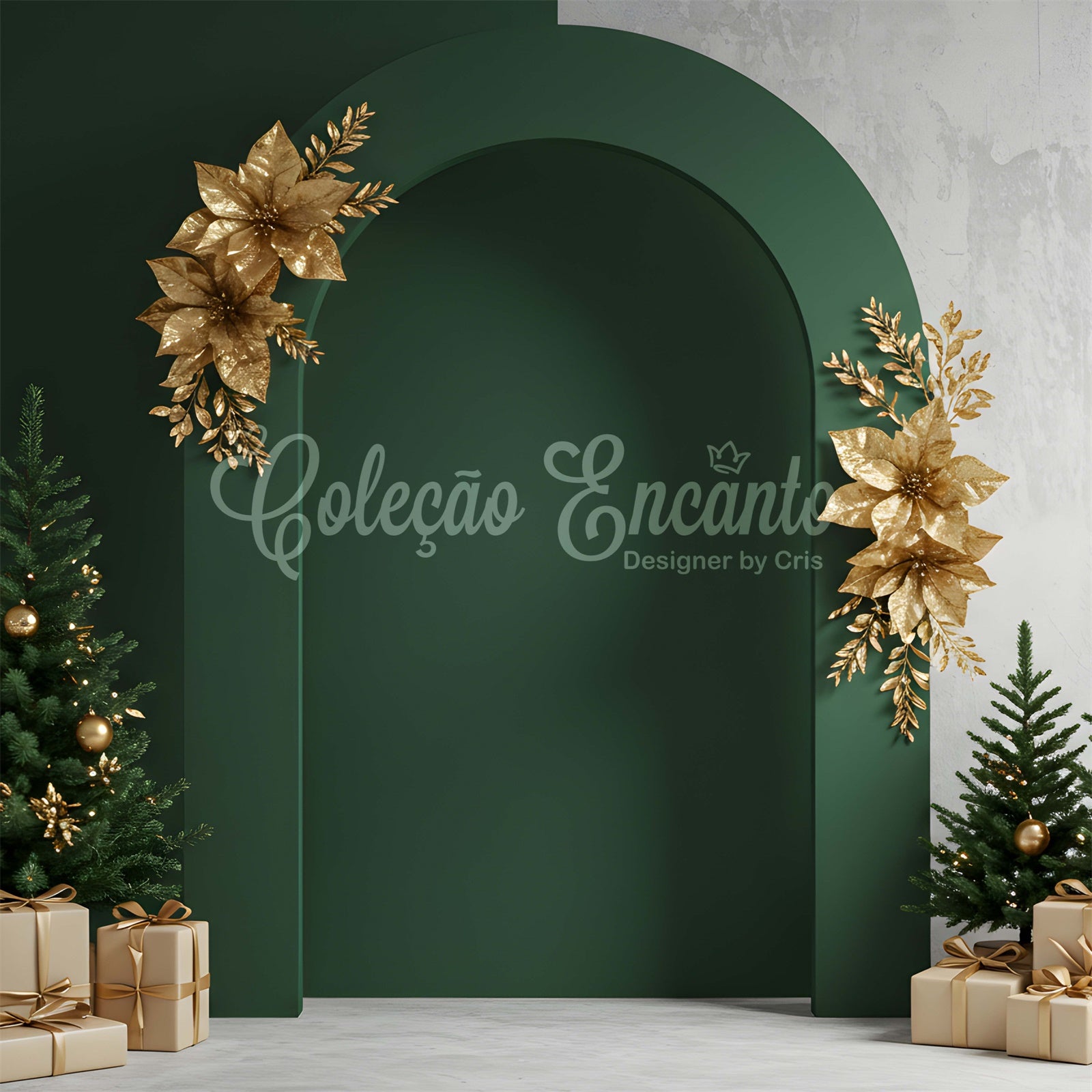 Professional Christmas Backdrops Gold Decor Green Arch Backdrop By Magali