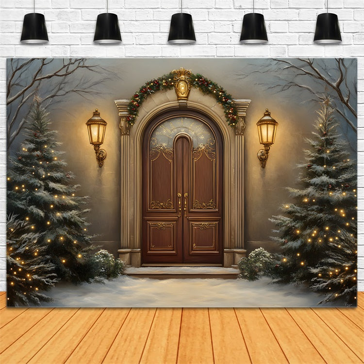 Christmas Tree Backdrop Snowy Night Vintage Entry Backdrop By Magali