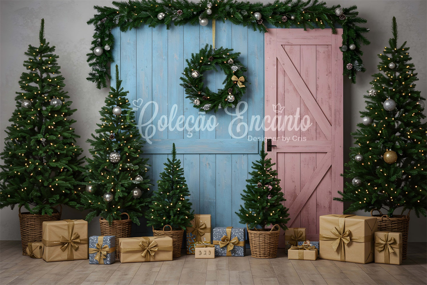 Christmas Photo Backdrops Cottage Style Gift Decor Backdrop By Magali