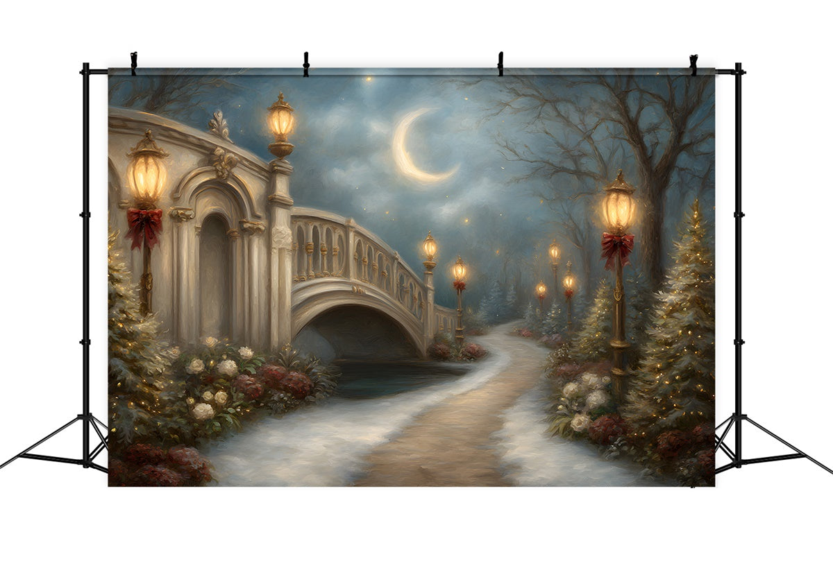 Christmas Backdrops Holiday Bridge Lantern Moon Backdrop By Magali