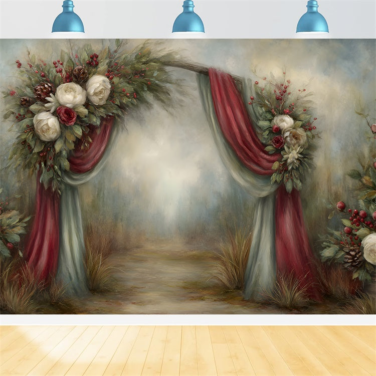 Christmas Backdrop Rustic Holiday Floral Archway Backdrop By Magali