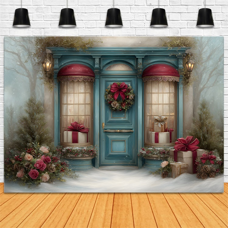 Christmas Photo Backdrops Flower Garland Gift Scene Backdrop By Magali