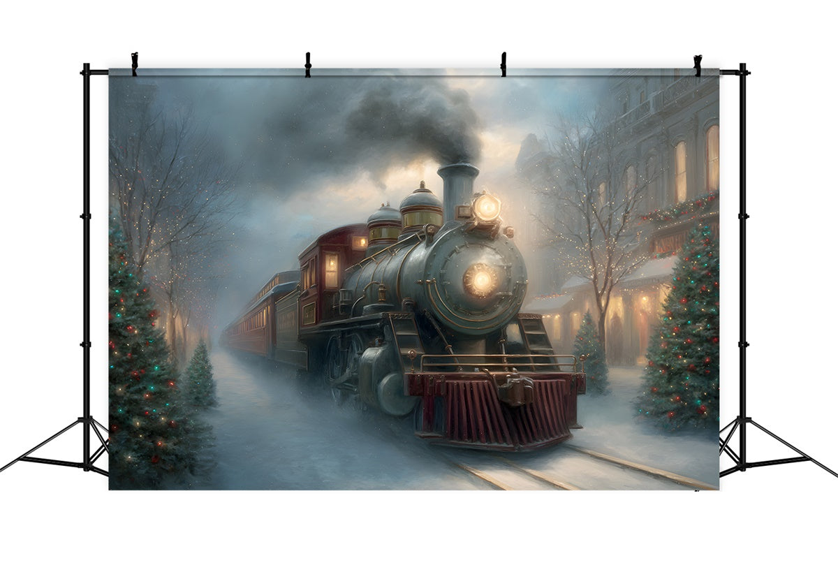Christmas Backdrops Christmas Street Steam Train Backdrop By Magali
