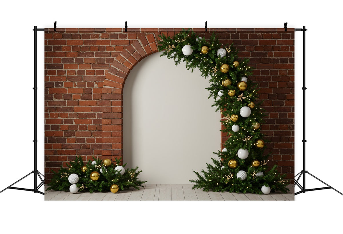 Christmas Photography Backdrops Brick Wall Garland Arch Backdrop By Magali