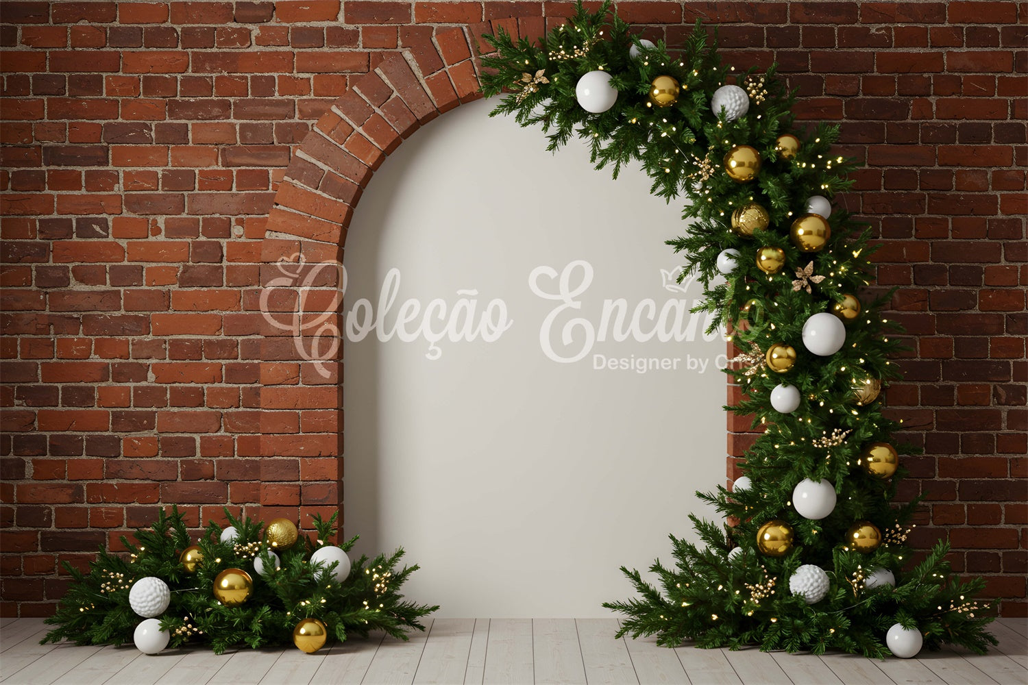 Christmas Photography Backdrops Brick Wall Garland Arch Backdrop By Magali