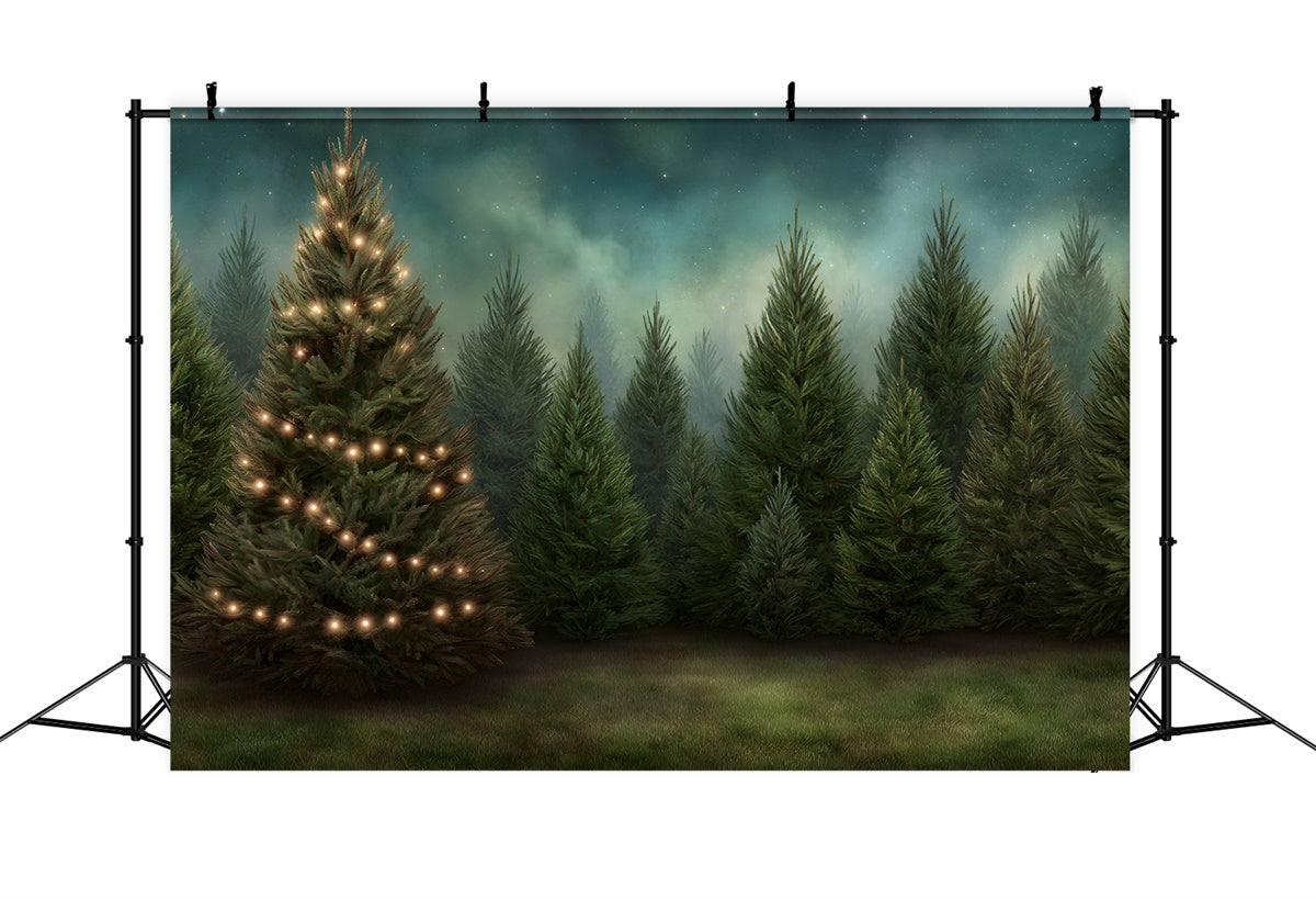 Christmas Tree Backdrop Sparkling Holiday Pine Forest Backdrop By Magali