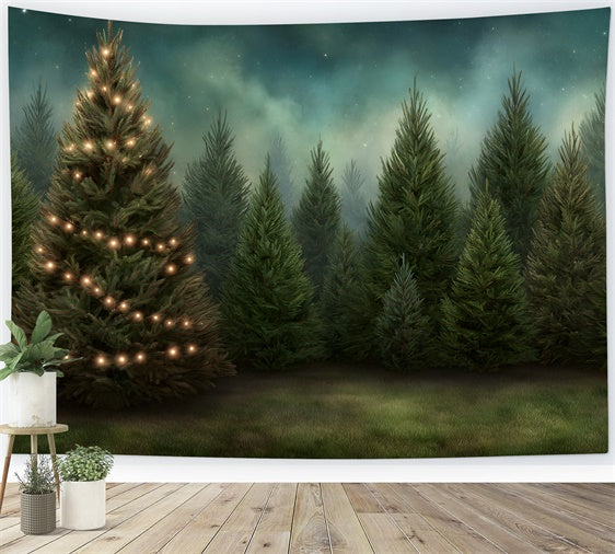 Christmas Tree Backdrop Sparkling Holiday Pine Forest Backdrop By Magali