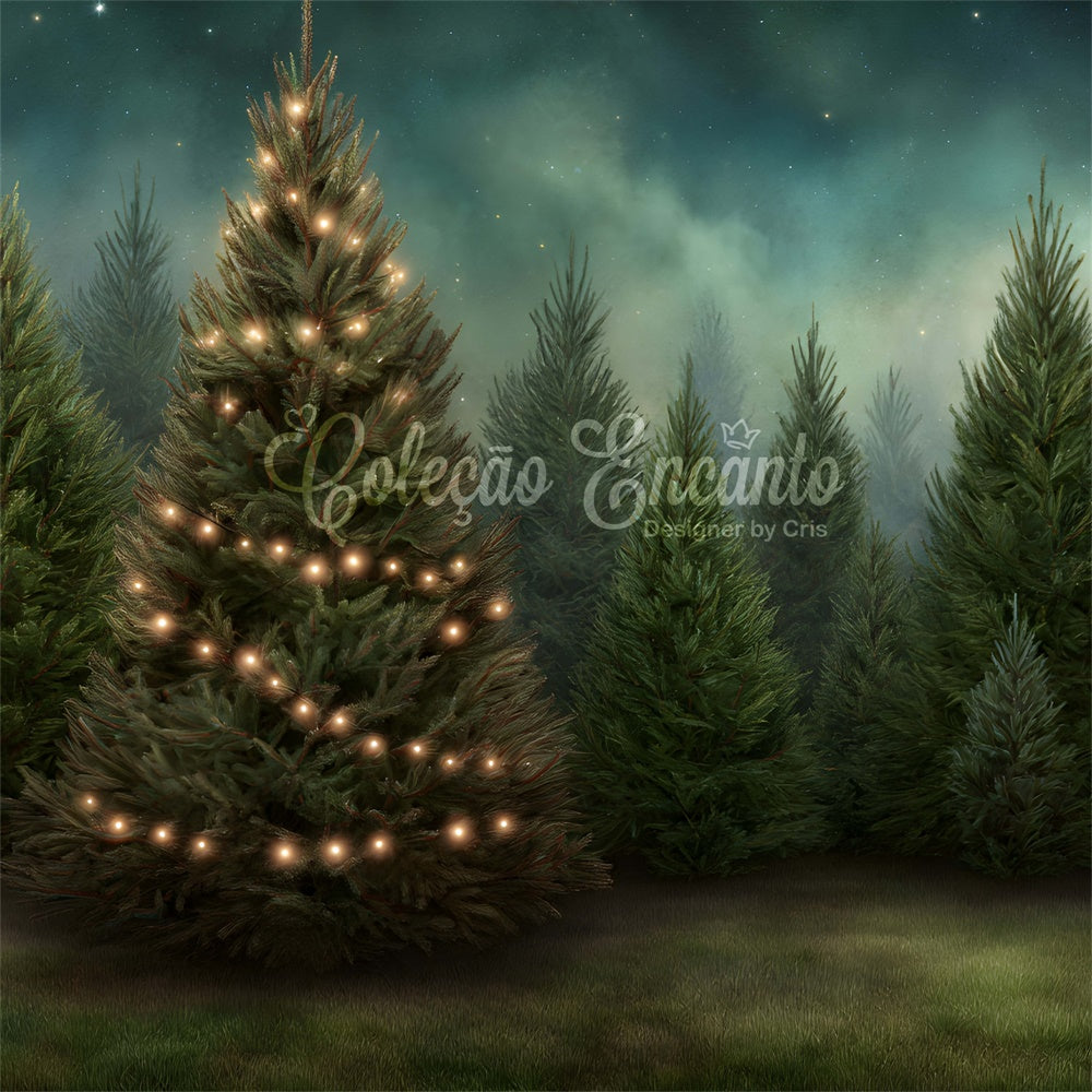 Christmas Tree Backdrop Sparkling Holiday Pine Forest Backdrop By Magali