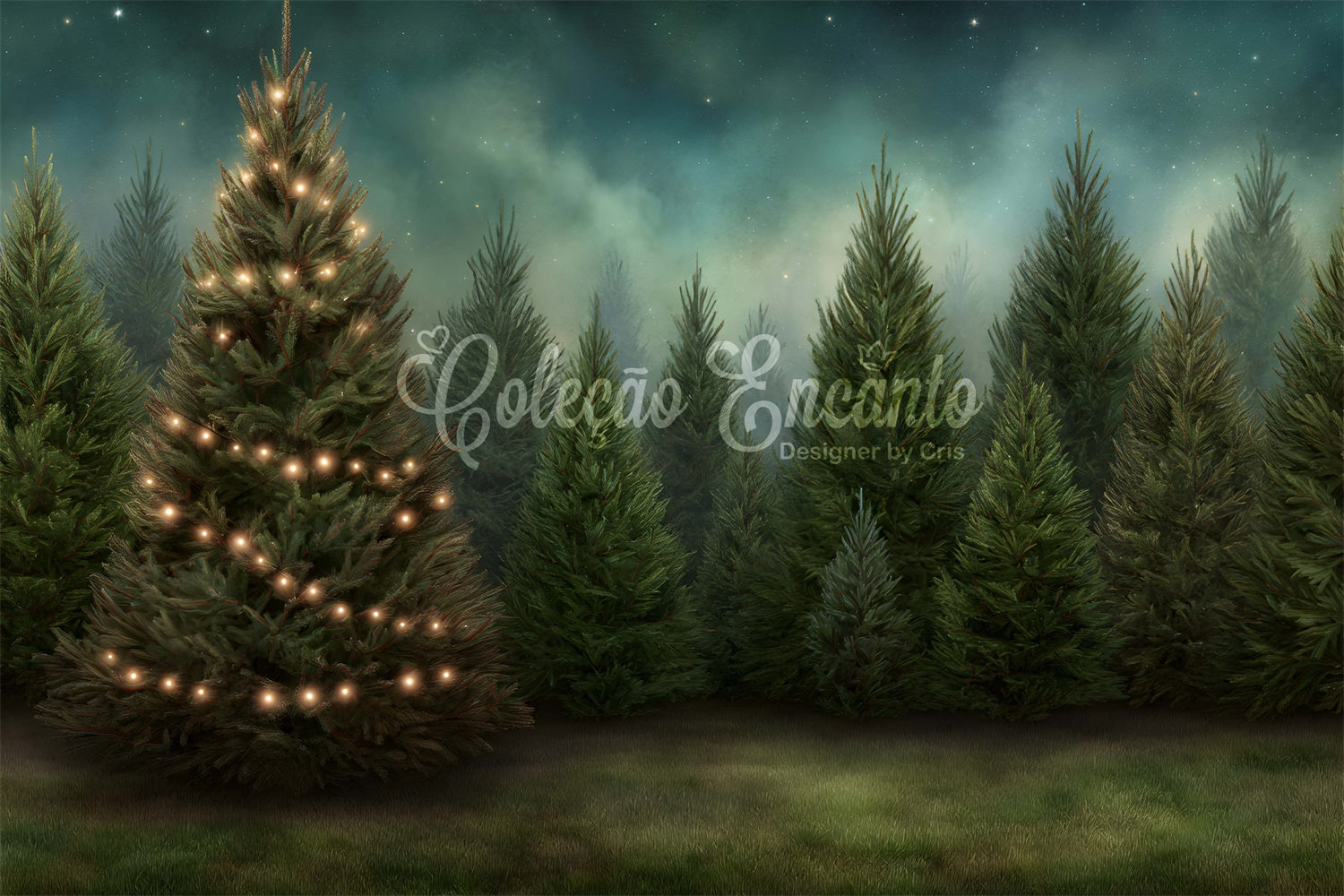 Christmas Tree Backdrop Sparkling Holiday Pine Forest Backdrop By Magali