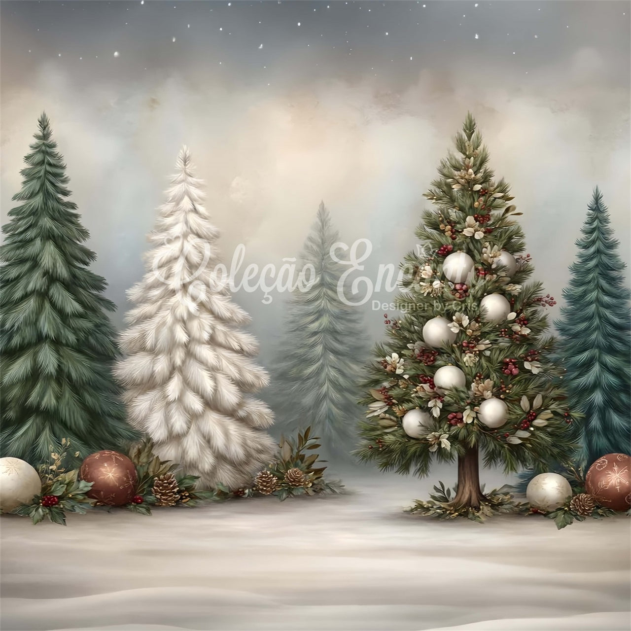 Christmas Tree Backdrop Christmas Pine Tree Ornament Backdrop By Magali