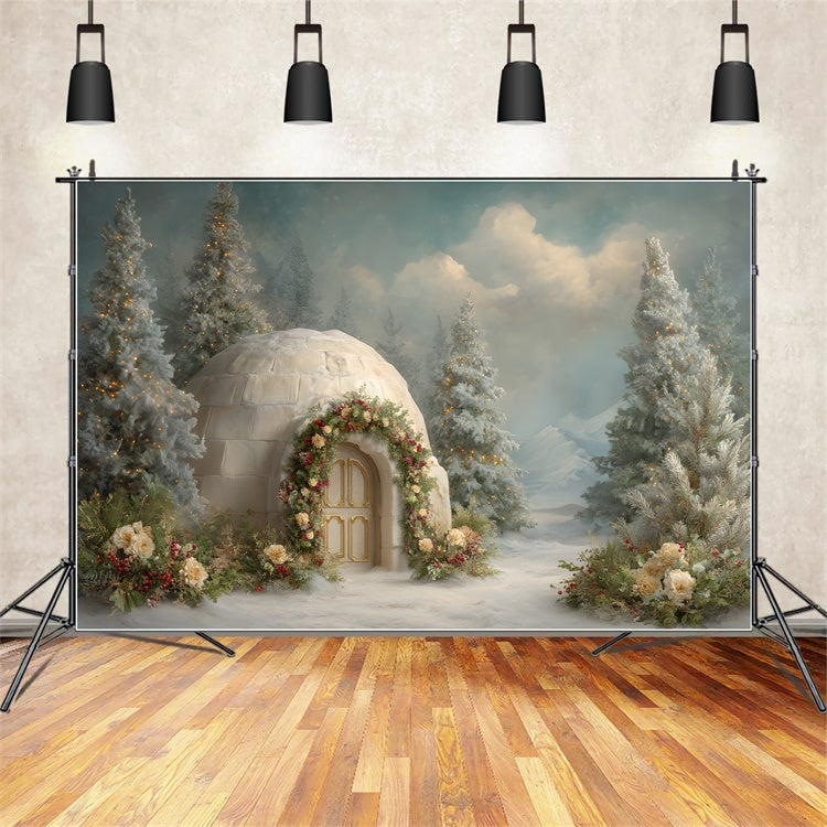 Christmas Backdrops Sale Snow House Holiday Garland Backdrop By Magali