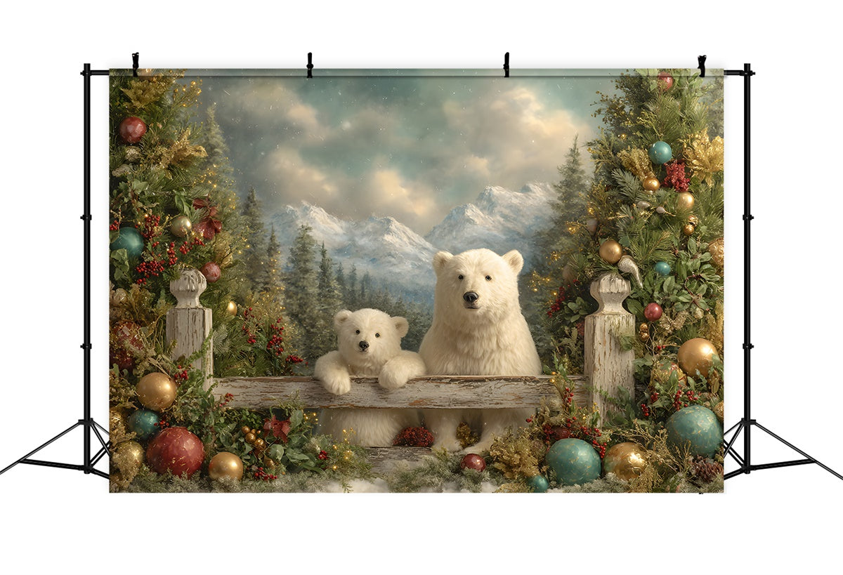 Christmas Backdrop Ideas Polar Bears Mountain View Backdrop By Magali