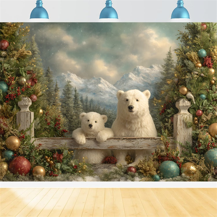 Christmas Backdrop Ideas Polar Bears Mountain View Backdrop By Magali