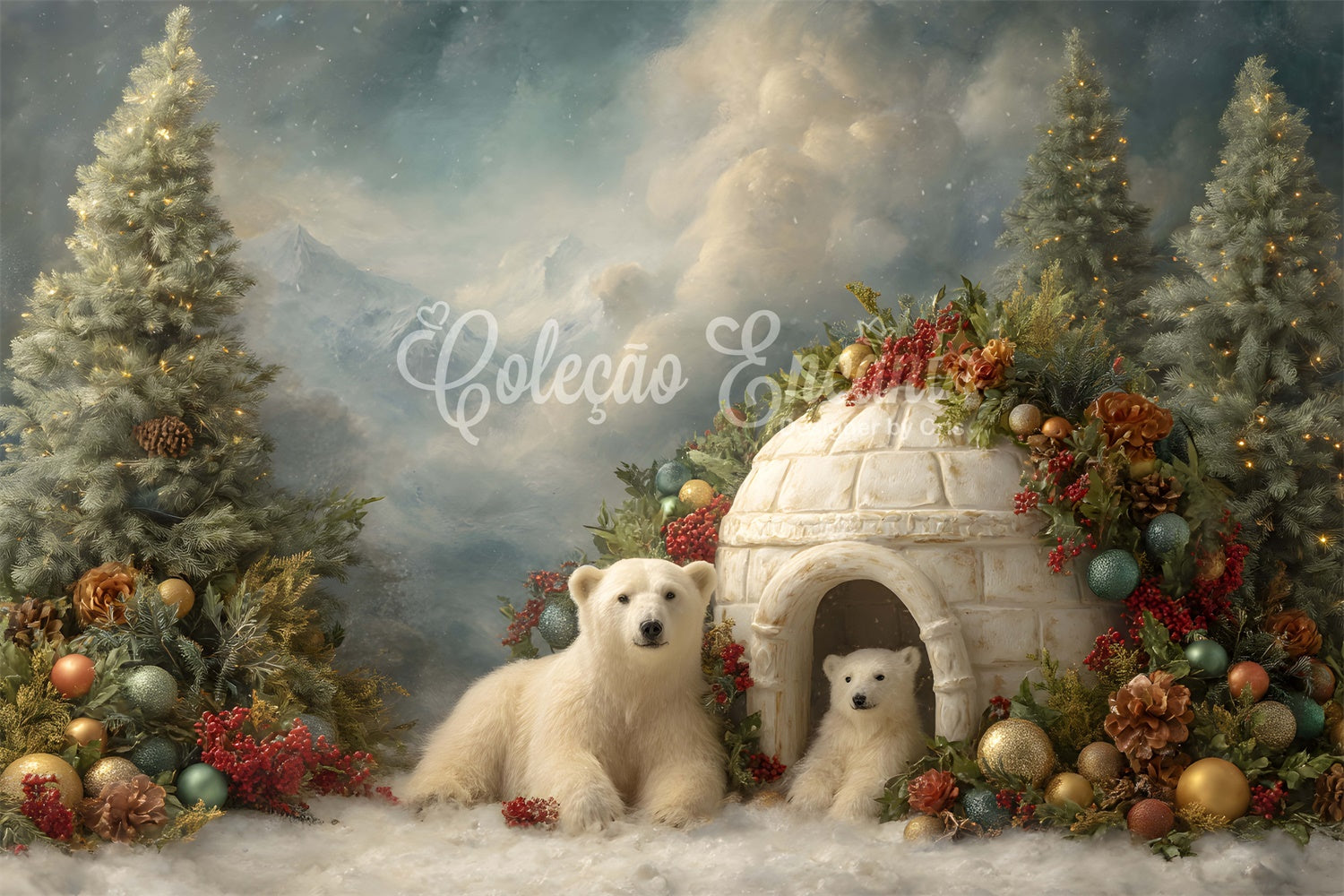 Christmas Photo Backdrop Polar Bear Christmas Igloo Backdrop By Magali