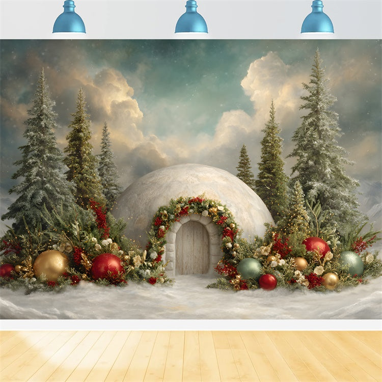 Christmas Photo Backdrops Forest Snow House Floral Backdrop By Magali