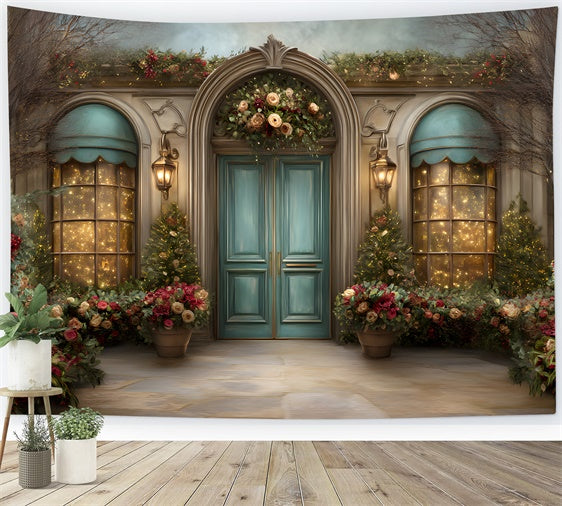 Christmas Backdrops For Photos Arched Doorway Floral Backdrop By Magali