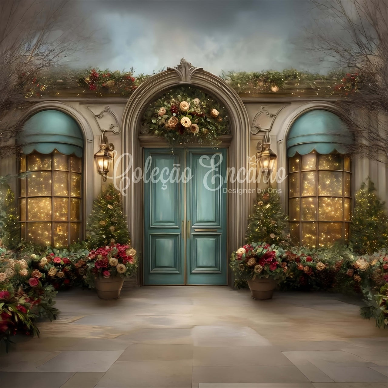 Christmas Backdrops For Photos Arched Doorway Floral Backdrop By Magali