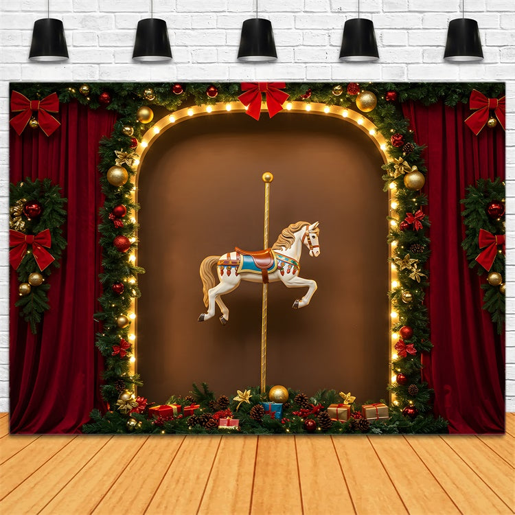 Christmas Backdrops Red Theater Garland Carousel Backdrop By Magali