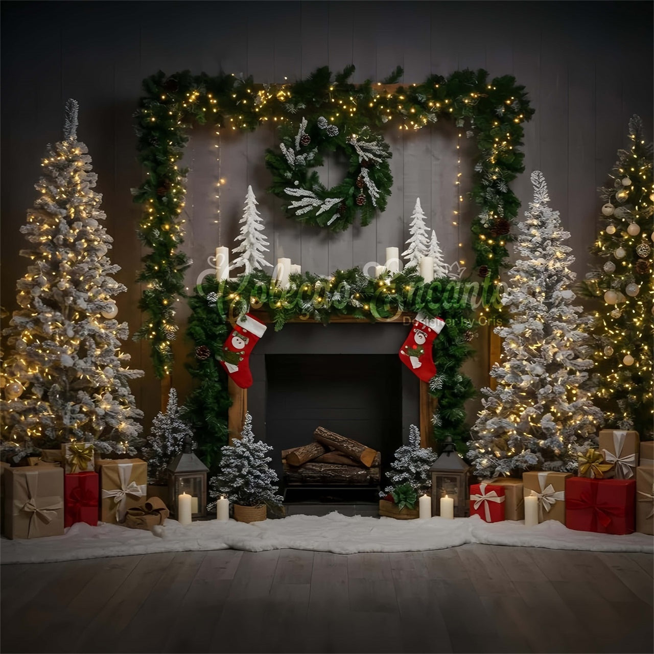 Christmas Fireplace Backdrop Fireplace Present Display Backdrop By Magali