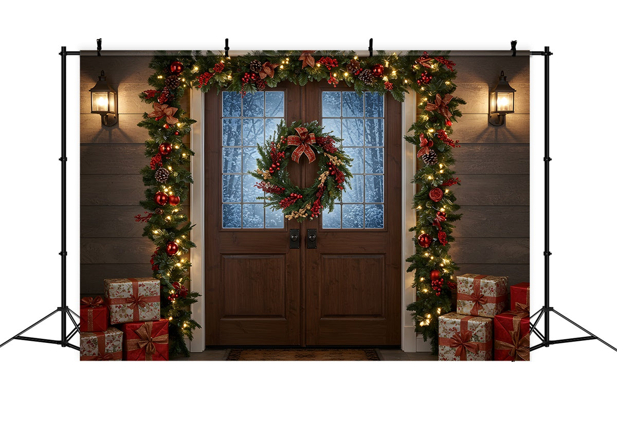Christmas Backdrop Rustic Wreath Entry Backdrop By Magali