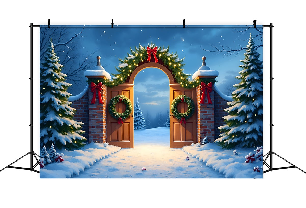 Christmas Backdrop Ideas Wreath Snowy Entry Backdrop By Magali
