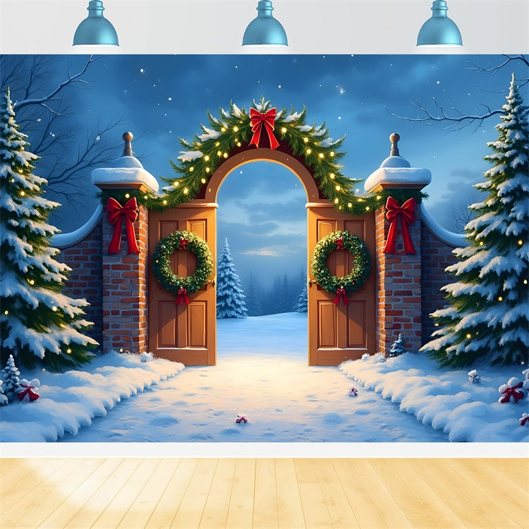 Christmas Backdrop Ideas Wreath Snowy Entry Backdrop By Magali