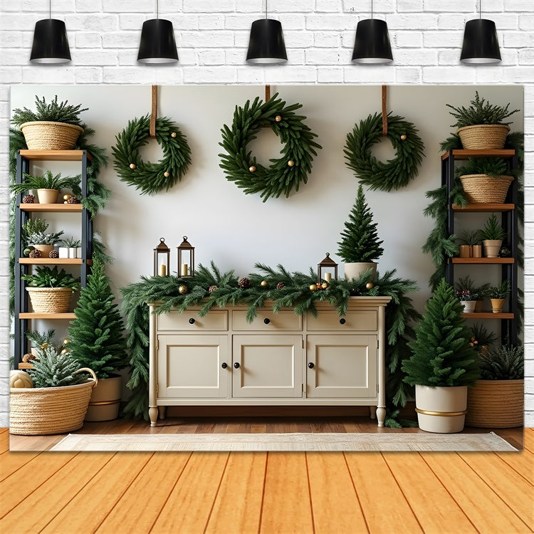 Professional Christmas Backdrops Pine Wreath Decor Backdrop By Magali