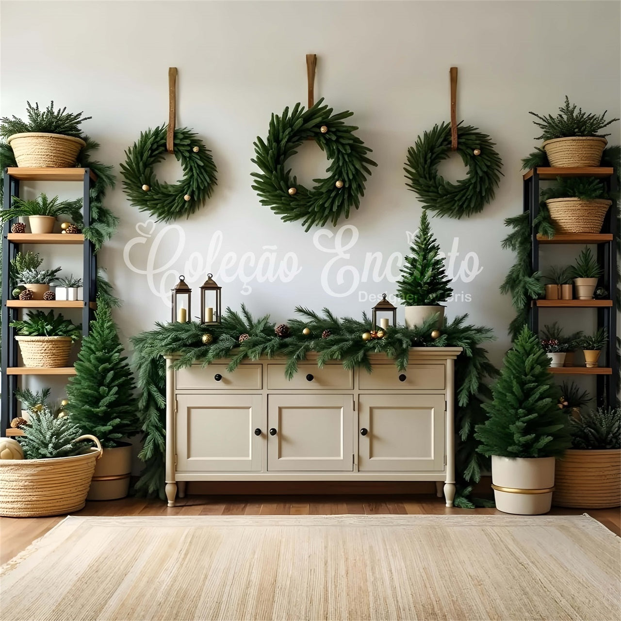 Professional Christmas Backdrops Pine Wreath Decor Backdrop By Magali