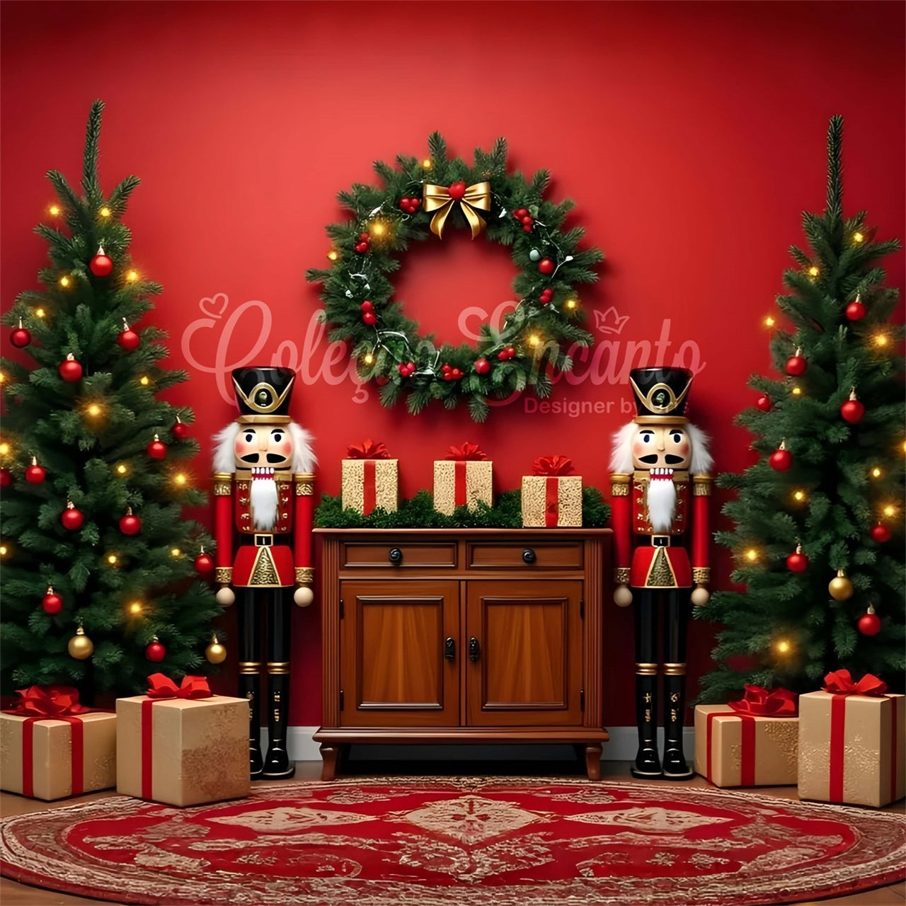 Xmas Backdrop Nutcracker Garland Display Backdrop By Magali