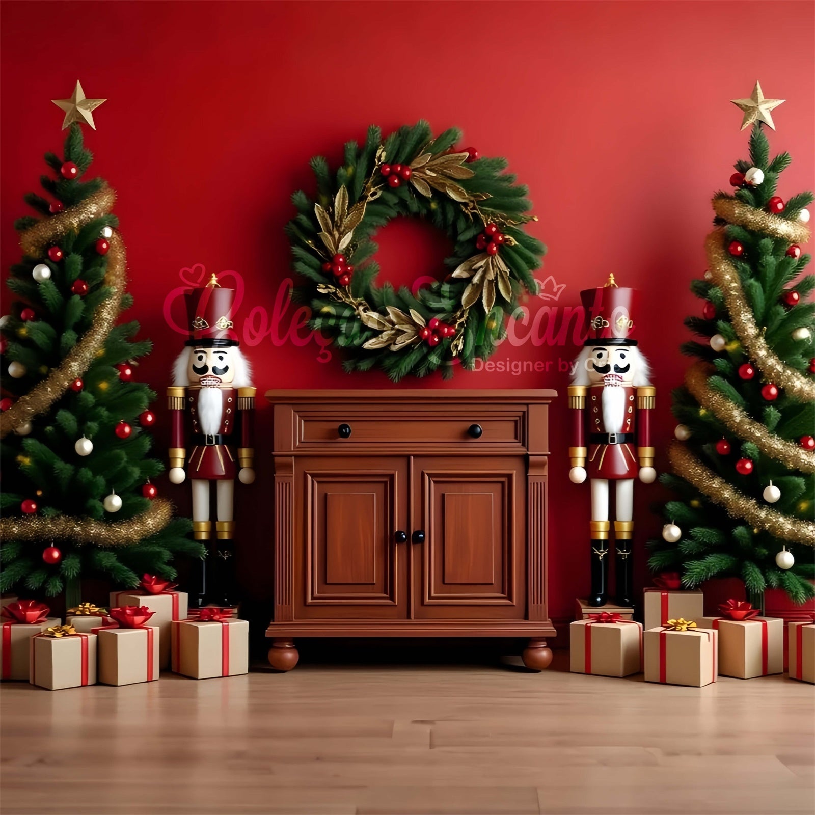 Xmas Backdrops Twin Tree Nutcracker Celebration Backdrop By Magali