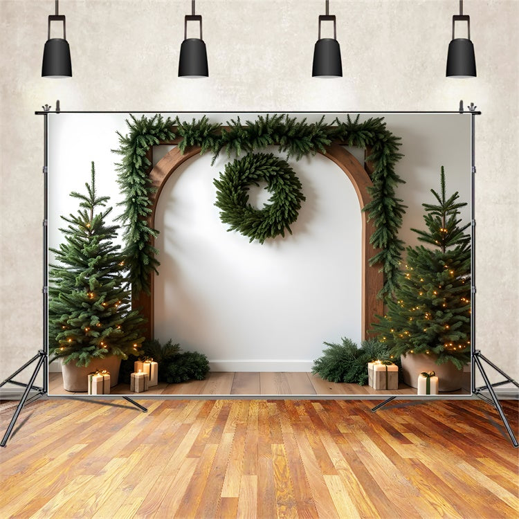 Christmas Backdrop Ideas Evergreen Arch Garland Backdrop By Magali