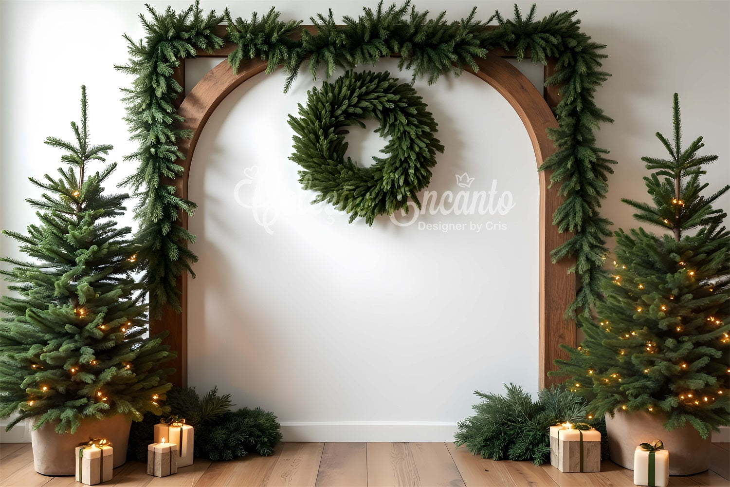 Christmas Backdrop Ideas Evergreen Arch Garland Backdrop By Magali
