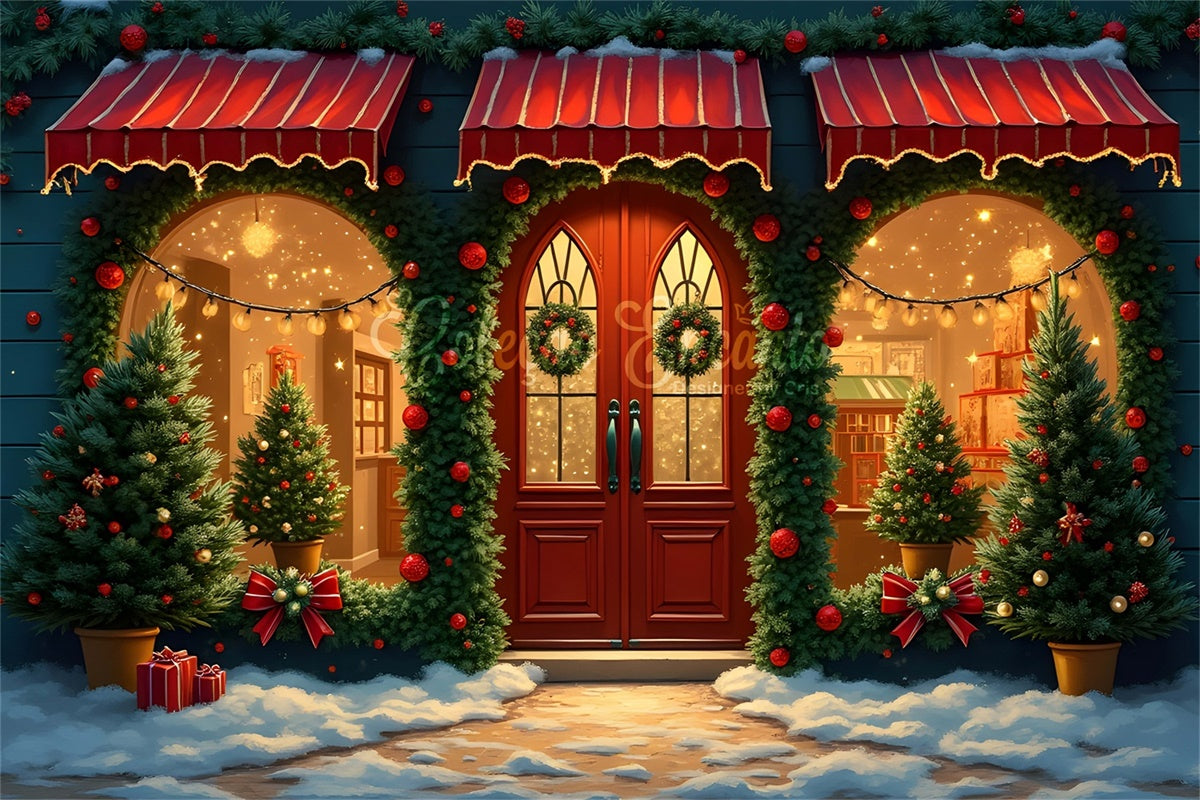 Christmas Backdrop Ornament Garland Store Backdrop By Magali