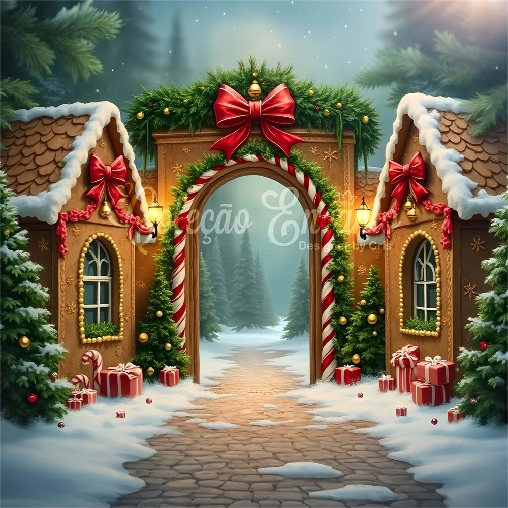 Christmas Village Backdrop Gingerbread Town Bow Backdrop By Magali