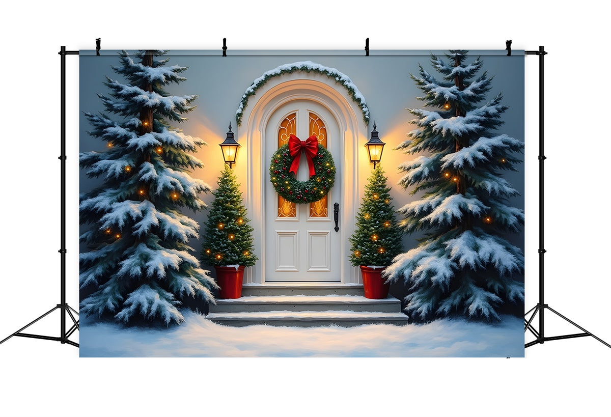 Christmas Photo Backdrop White Door Wreath Backdrop By Magali