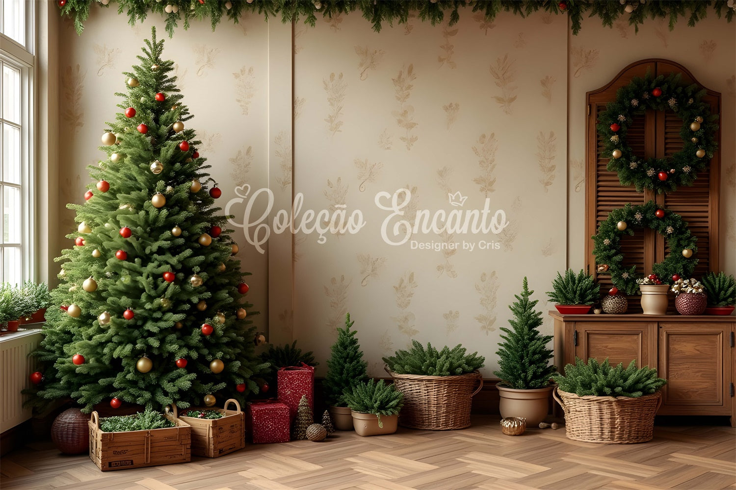 Christmas Tree Backdrop Indoor Gifts Decor Backdrop By Magali