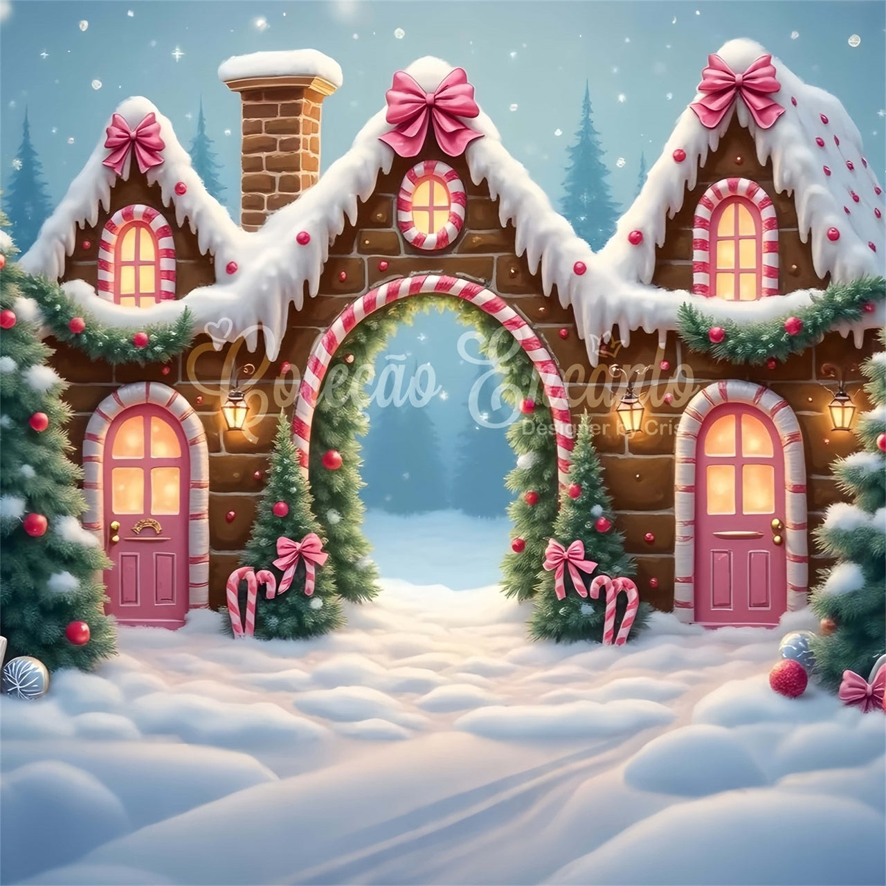 Christmas Village Backdrop Gingerbread Candy Cane Backdrop By Magali