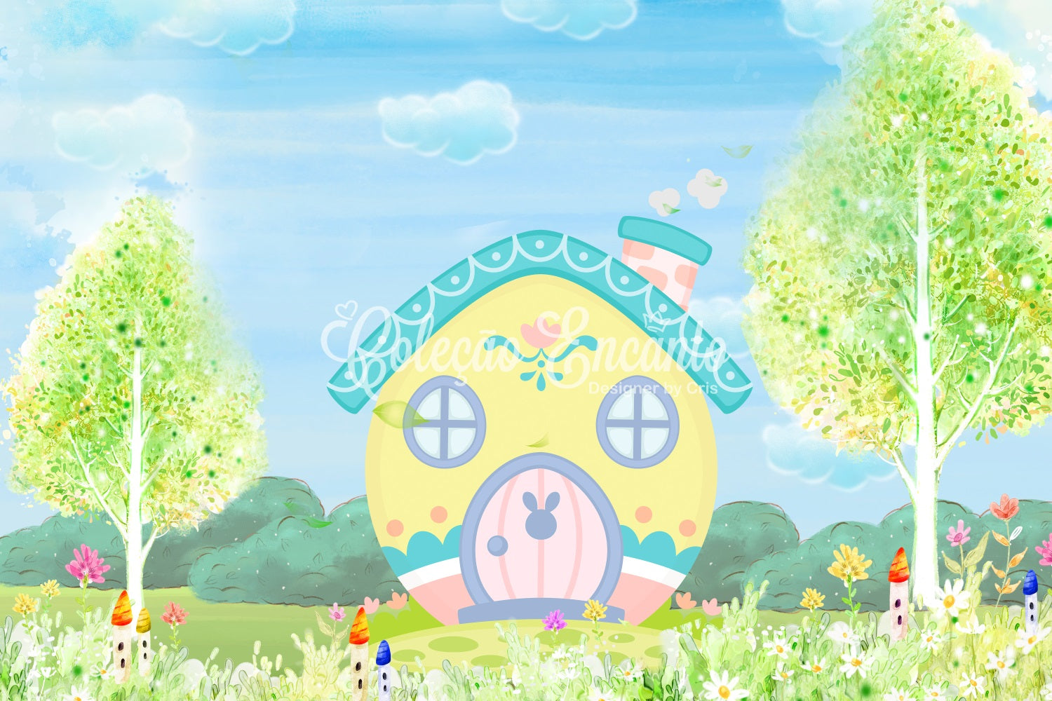 Backdrop For Kids Photoshoot Yellow Bunny Cottage Blossom Meadow Newborn Backdrop By Magali
