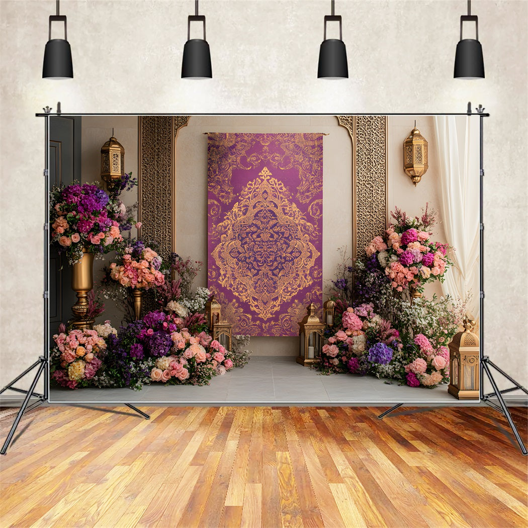 Mother's Day Photo Backdrop Ideas Purple Gold Floral Elegance Mother Day Photo Backdrops By Magali